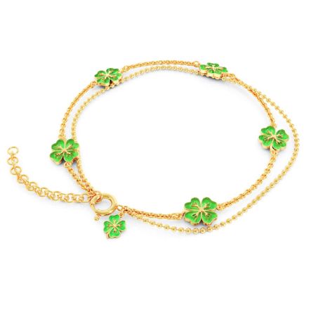 Armbånd i forgylt sølv med grønn firkløver. LIV - 750714 Armbånd i forgylt sølv med grønn firkløver. LIV - 750714