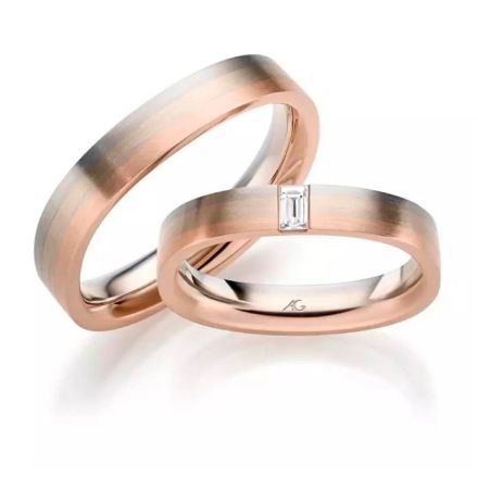 Gifteringer i hvitt & rødt gull 14 kt, 4 mm og 4.5 mm. GERSTNER - 31480 Gifteringer i hvitt & rødt gull 14 kt, 4 mm og 4.5 mm. GERSTNER - 31480