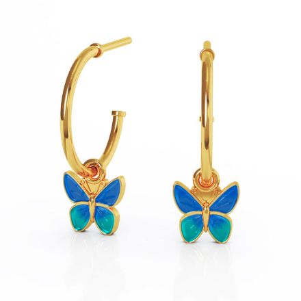 Ørepynt i forgylt sølv Sommerfugl blå. LIV - 700812  Ørepynt i forgylt sølv Sommerfugl blå. LIV - 700812