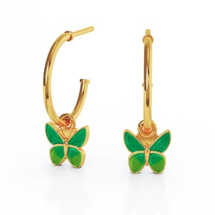 Ørepynt i forgylt sølv Sommerfugl grønn. LIV - 700814 Ørepynt i forgylt sølv Sommerfugl grønn. LIV - 700814