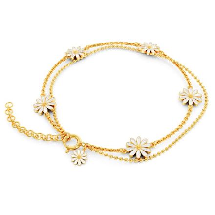 Armbånd i forgylt sølv med hvit margeritt. LIV - 750303 Armbånd i forgylt sølv med hvit margeritt. LIV - 750303