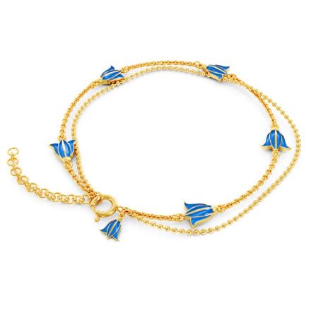 Armbånd i forgylt sølv med blå blåklokke. LIV - 750212 Armbånd i forgylt sølv med blå blåklokke. LIV - 750212