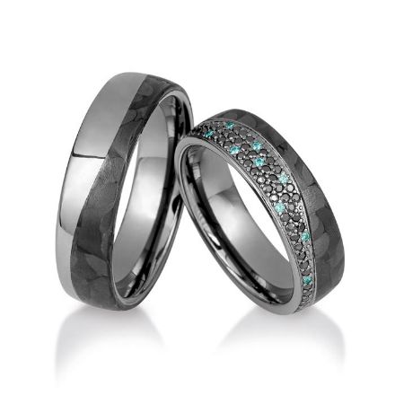 Gifteringer med carbon, diam. 0.649 ct, 6 mm. Carbon stars - 4806529 Gifteringer med carbon, diam. 0.649 ct, 6 mm. Carbon stars - 4806529