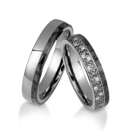 Gifteringer  med carbon, diam. 0.616 ct, 4.5 mm. Carbon stars - 4806523 Gifteringer  med carbon, diam. 0.616 ct, 4.5 mm. Carbon stars - 4806523