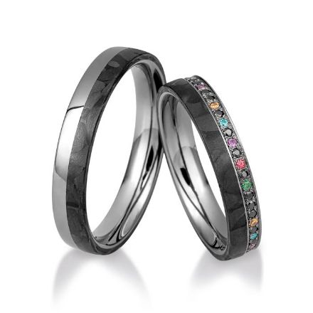 Gifteringer  med carbon, diam. 0.338 ct, 4 mm. Carbon stars - 4806521 Gifteringer  med carbon, diam. 0.338 ct, 4 mm. Carbon stars - 4806521