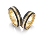 Elegante gifteringer i carbon og 14 kt gult gull - 4806507
