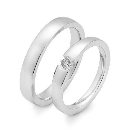 Gifteringer i hvitt gull 14 kt, 4 mm. PRINZESSIN - 4806679 Gifteringer i hvitt gull 14 kt, 4 mm. PRINZESSIN - 4806679