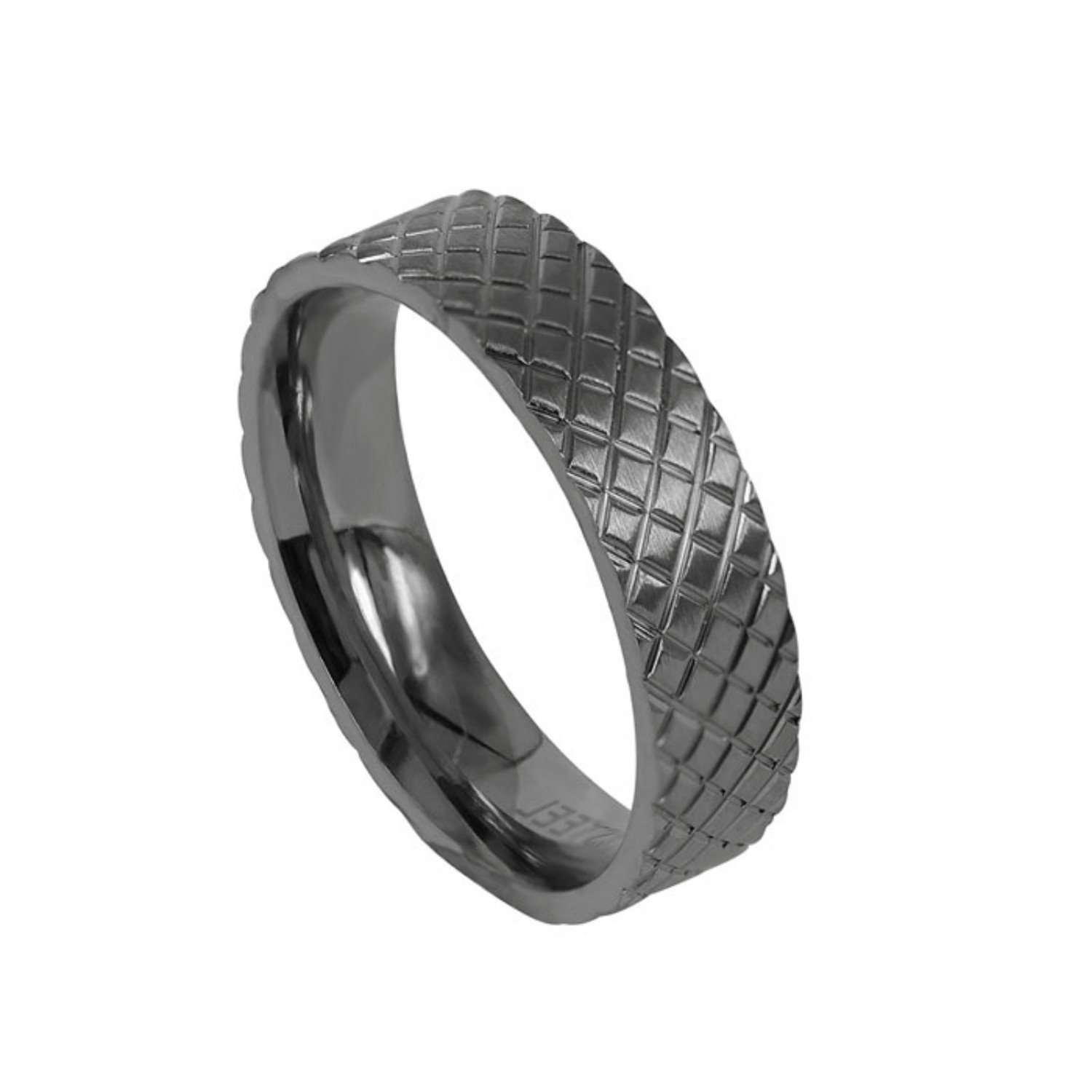 Herrering i gunmetal stål, Plex - 368084