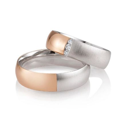 Gifteringer i hvitt & rødt gull 14 kt, 6 mm. LOOP - 4830063 Gifteringer i hvitt & rødt gull 14 kt, 6 mm. LOOP - 4830063