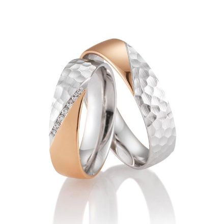 Gifteringer i hvitt & rødt gull 14 kt, 5.5 mm. LOOP - 4830061 Gifteringer i hvitt & rødt gull 14 kt, 5.5 mm. LOOP - 4830061