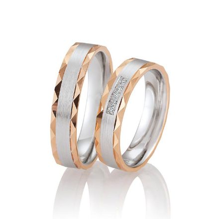 Gifteringer i rødt & hvitt gull 14 kt, 5 mm. LOOP - 4830057 Gifteringer i rødt & hvitt gull 14 kt, 5 mm. LOOP - 4830057