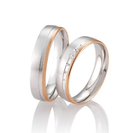 Gifteringer i hvitt & rødt  gull 14 kt, 5 mm. LOOP - 4830053 Gifteringer i hvitt & rødt  gull 14 kt, 5 mm. LOOP - 4830053