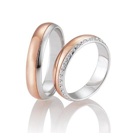 Gifteringer i rødt & hvitt gull 14 kt, 5 mm. LOOP - 4830055 Gifteringer i rødt & hvitt gull 14 kt, 5 mm. LOOP - 4830055