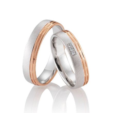 Gifteringer i rødt & hvitt gull 14 kt, 5 mm. LOOP - 4830051 Gifteringer i rødt & hvitt gull 14 kt, 5 mm. LOOP - 4830051