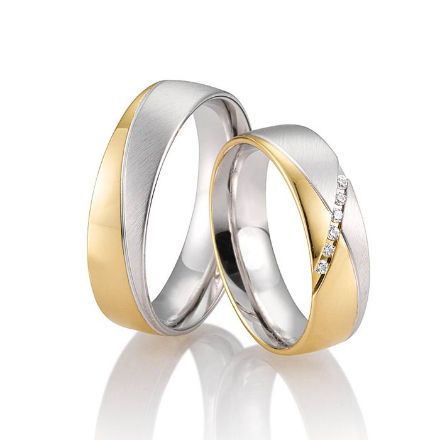 Gifteringer i gult & hvitt gull 14 kt, 6 mm. LOOP - 4830047 Gifteringer i gult & hvitt gull 14 kt, 6 mm. LOOP - 4830047