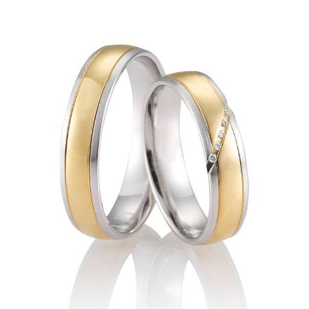 Gifteringer i hvitt & gult gull 14 kt, 5 mm. LOOP - 4830045 Gifteringer i hvitt & gult gull 14 kt, 5 mm. LOOP - 4830045