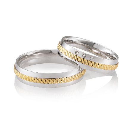 Gifteringer i hvitt & gult gull 14 kt, 5 mm. LOOP - 4830041 Gifteringer i hvitt & gult gull 14 kt, 5 mm. LOOP - 4830041