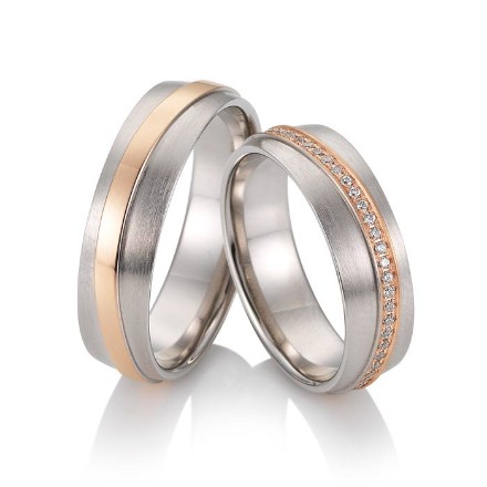 Gifteringer fra Breuning hvitt og rødt gull 14 kt, diam. 0.308 ct, 6 mm. Joy 2 - 4804509 Gifteringer fra Breuning hvitt og rødt gull 14 kt, diam. 0.308 ct, 6 mm. Joy 2 - 4804509