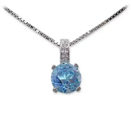 Diamantsmykke i hvitt gull med Topas - 151222 Diamantsmykke i hvitt gull med Topas - 151222