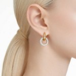 Swarovski øredobber Dextera hoop Asymmetrical design, Interlocking loop, gult - 5668818