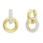 Swarovski øredobber Dextera hoop Asymmetrical design, Interlocking loop, gult - 5668818