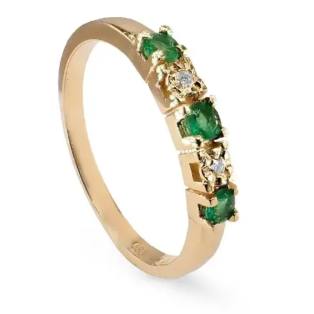 Diamantring i gull 14kt med smaragd og 0,013 ct W-Si - COC003760s Diamantring i gull 14kt med smaragd og 0,013 ct W-Si - COC003760s