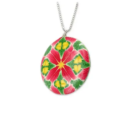 Smykke Poinsettia & stjerner 35x35mm, håndlaget - 240831 Smykke Poinsettia & stjerner 35x35mm, håndlaget - 240831