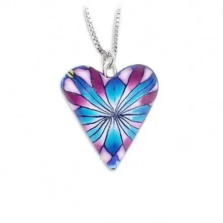 Hjertesmykke Erygium, 23x27mm, håndlaget - 240825 Hjertesmykke Erygium, 23x27mm, håndlaget - 240825