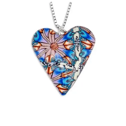 Hjertesmykke Eustoma, 23x27mm med zirkonia stein, håndlaget - 240840 Hjertesmykke Eustoma, 23x27mm med zirkonia stein, håndlaget - 240840