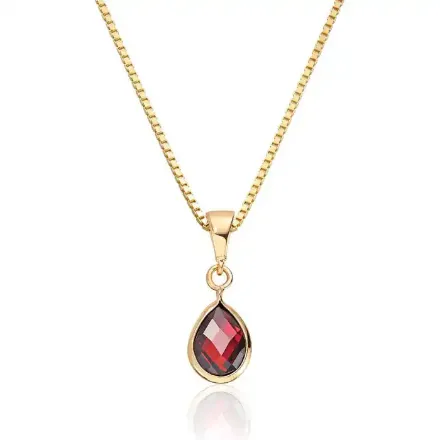 Smykke i gult gull 14 kt med granat - 27241 Smykke i gult gull 14 kt med granat - 27241