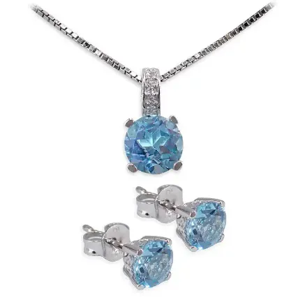 Smykkesett i hvitt gull med topas - BUR7963620/151222 Smykkesett i hvitt gull med topas - BUR7963620/151222