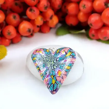 Hjertesmykke Floks, 23x25mm, håndlaget - 240844 Hjertesmykke Floks, 23x25mm, håndlaget - 240844