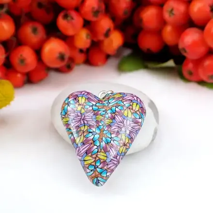 Hjertesmykke Rose, 23x25mm, håndlaget - 240845 Hjertesmykke Rose, 23x25mm, håndlaget - 240845