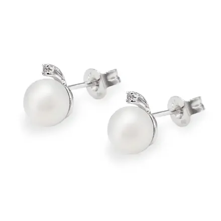 Diamantøredobber i gull med perler od diamanter 0,02ct W-Si - 721047 Diamantøredobber i gull med perler od diamanter 0,02ct W-Si - 721047