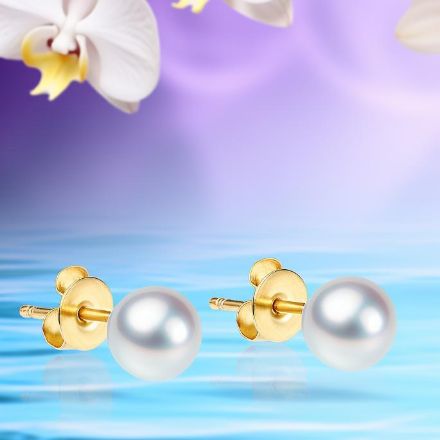 Perleøredobber med Akoya perler 7-7,5 mm lås i 14 kt gull -  coc3000193 Perleøredobber med Akoya perler 7-7,5 mm lås i 14 kt gull -  coc3000193