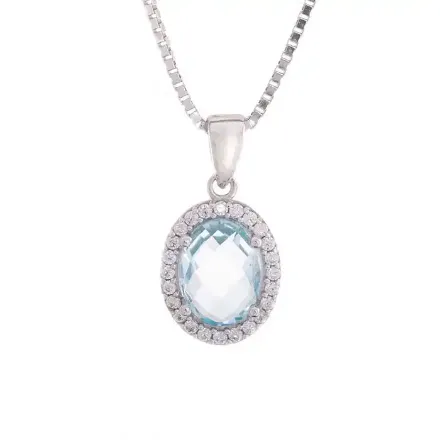 Smykke i Hvitt gull med blå zirkonia - 27380 Smykke i Hvitt gull med blå zirkonia - 27380