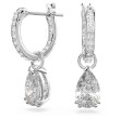 Swarovski øredobber Millenia hoop Pear cut, White, Rhodium plated