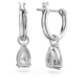 Swarovski øredobber Millenia hoop Pear cut, White, Rhodium plated