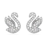 Swarovski øredobber Iconic Swan stud earrings, White, Rhodium plated - 5647873