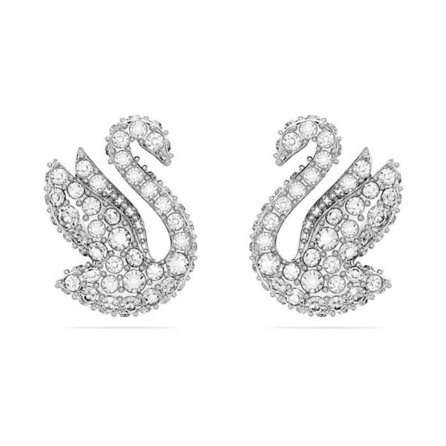 Swarovski øredobber Iconic Swan stud earrings, White, Rhodium plated - 5647873