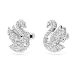 Swarovski øredobber Iconic Swan stud earrings, White, Rhodium plated - 5647873