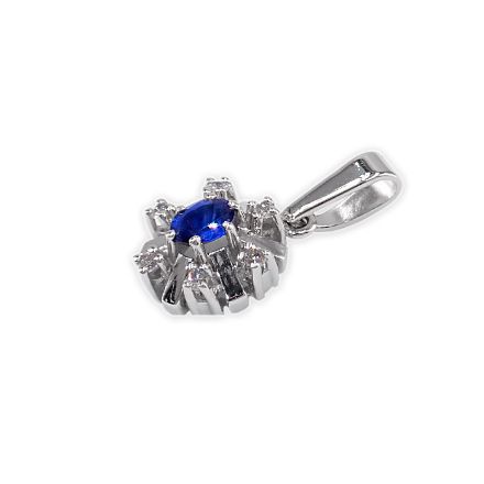 Diamantsmykke i gull med 0,06 ct W-Si & safir - BUR270158s  Diamantsmykke i gull med 0,06 ct W-Si & safir - BUR270158s