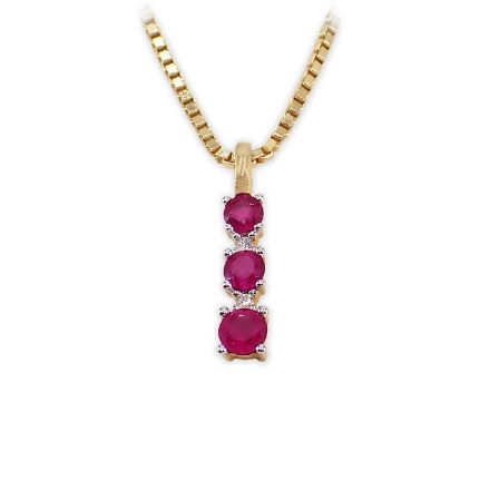 Gullsmykke med rubiner og diamanter - 281124 Gullsmykke med rubiner og diamanter - 281124