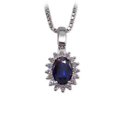 Diamantsmykke i gull med 0,16 ct W-Si & safir - BUR271304  Diamantsmykke i gull med 0,16 ct W-Si & safir - BUR271304