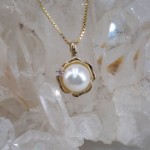 Diamantsmykker i gull med 0,03 ct W-Si & perle - BUR221262