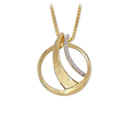 Gullsmykke i 14kt gull med zirkonia stener - bur3550 Gullsmykke i 14kt gull med zirkonia stener - bur3550