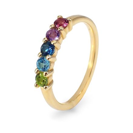 Diamantring i gult gull 14 kt med edelstener - Bur594264 Diamantring i gult gull 14 kt med edelstener - Bur594264