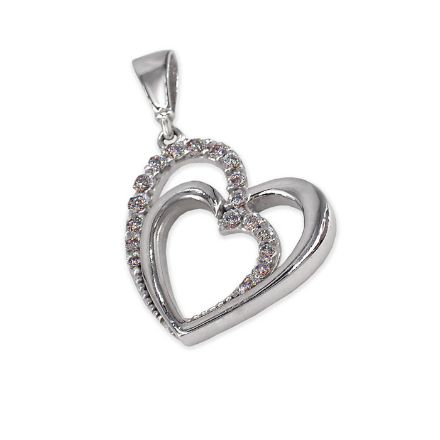 Gullhjerte i gull 14 kt med zirkonia - 26937 Gullhjerte i gull 14 kt med zirkonia - 26937