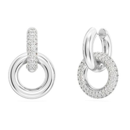 Swarovski øredobber Dextera Asymmetrical design, Interlocking loop, White, Rhodium plated - 5671807 Swarovski øredobber Dextera Asymmetrical design, Interlocking loop, White, Rhodium plated - 5671807
