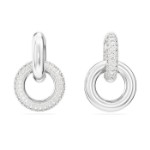 Swarovski øredobber Dextera Asymmetrical design, Interlocking loop, White, Rhodium plated - 5671807